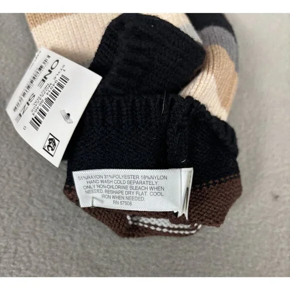 On 34th Women's Colorblocked Brown Fingerless Gloves One Size New WIth Tag's - Picture 6 of 7